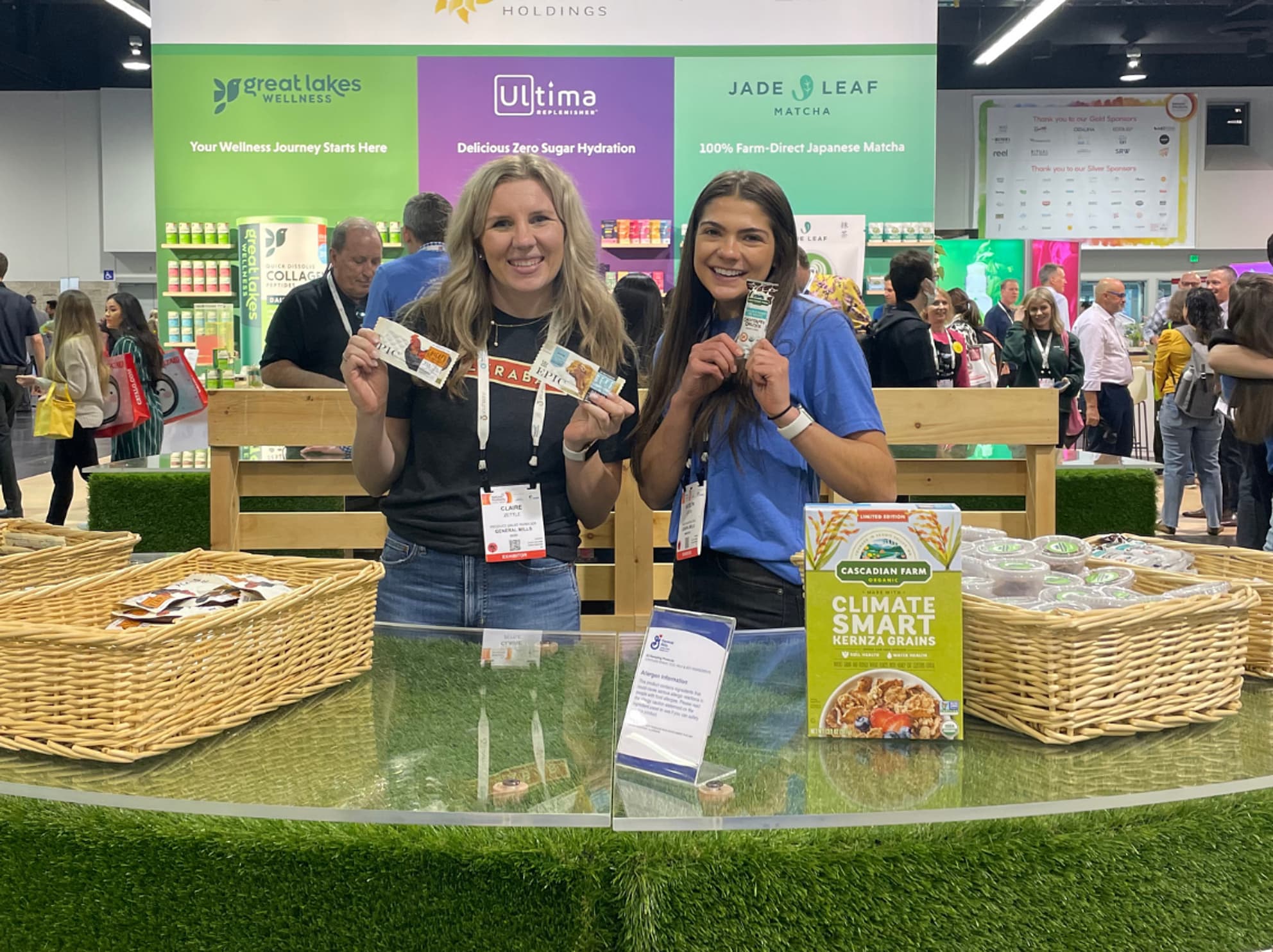 General Mills employee holding product at Expo West booth